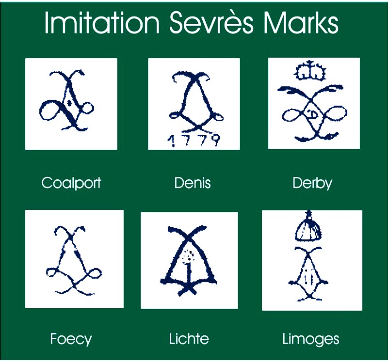 Below are a few of the fake Sevrès marks you may find. 